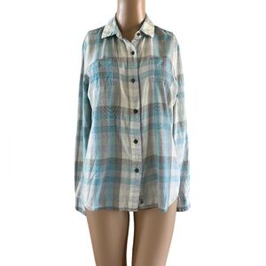 The North Face Plaid Roll Tab Sleeve Top